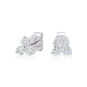 IGI Certified Lab Grown Diamond Clover <b>Stud</b> <b>Earrings</b> 14K White Gold Minimalist Floral Cluster Luxury <b>Fine</b> Jewelry Wedding Gift - Product Image 1