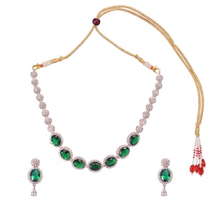 RAY FINE ORNATES Vintage IGI Certified <b>Ruby</b> Pink CZ <b>Necklace</b> Set 14K Rose Gold Plated Bridal Jewelry Choker Earrings Statement - Product Image 1
