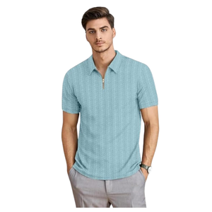 T-shirt à manches courtes en polycoton texturé pour homme – Coupe décontractée classique pour un confort et un style quotidiens - Product Image 2