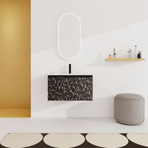 Mobile bagno sospeso da 30 pollici con lavabo in ceramica e anta con chiusura ammortizzata, kit di montaggio (KD) - Product Image 1