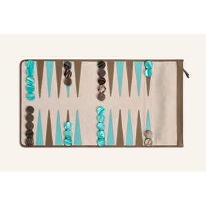 Juego de Backgammon de Viaje Plegable Personalizable en Cuero de Gamuza |   Juego de Mesa Enrollable de Lujo para Adultos y Regalos Ejecutivos, Backgammon - Product Image 1