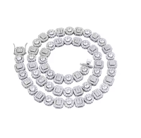 Collier chaîne tennis en moissanite taille émeraude, entièrement serti de pierres, cadeau de luxe pour anniversaire et mariage, accessoire de mode hip-hop