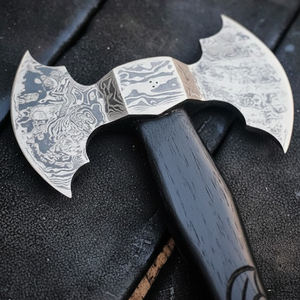 Damascus Steel Double Head <b>Axe</b> Premium Pattern Steel Outdoor Tool With Solid Wood Handle For <b>Camping</b> - Product Image 2