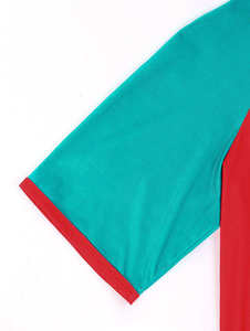 T-shirt Homme Rouge Teal à Manches Courtes en Polyester/Coton Tissé Écologique Respirant Séchage Rapide Coupe Décontractée Col Rond Couleur Unie Design Bloc de Couleurs - Product Image 6
