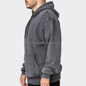 Sudaderas con capucha lavadas para hombre, ropa de calle con hombros caídos, sudaderas con bolsillo funcionales de gran tamaño vintage de algodón pesado, Sudadera con capucha para hombre - Product Image 5