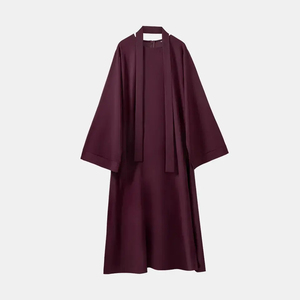 Dernière Édition – Abaya Musulmane Ouverte sur le Devant, Col Montant, Manches Longues, Longueur MAXI, Ourlet Évasé, Élégante, Modeste, Couleur Unie, Respirante - Product Image 4