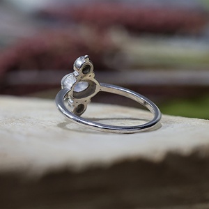 925 Sterling <b>Silver</b> Rainbow Moonstone & Topaz Minimalist Gemstone <b>Ring</b> Handmade Oval Moonstone <b>Stacking</b> <b>Ring</b> for Women - Product Image 4
