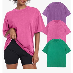 T-shirt graphique personnalisé délavé à l'acide pour filles, coupe oversize, effet vintage délavé, en coton imprimé, pour femmes, effet soleil délavé, de BD - Product Image 1