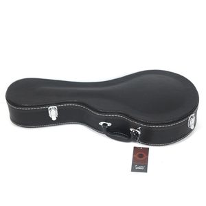 Custodia per mandolino in legno e pelle nera con motivo microgroove stile F - Product Image 4