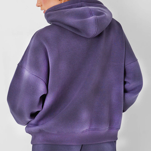 Ensemble survêtement femme à capuche et pantalon délavé à l'acide, couleur unie, manches longues, coupe ample, décontracté, pour l'hiver - Product Image 2