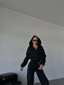 Conjunto Deportivo Personalizado para Mujer, Chaqueta con Cierre y Pantalones Anchos, Dos Piezas, Ropa Deportiva Informal, Venta al Por Mayor - Product Image 6