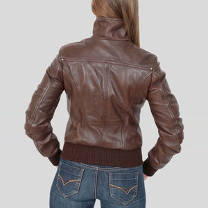Cropped Women Leather Jacket Modern Stylish Fashion Outerwear Comfortable Casual Clothing High Quality Durable Leather Jackets - Product Image 2