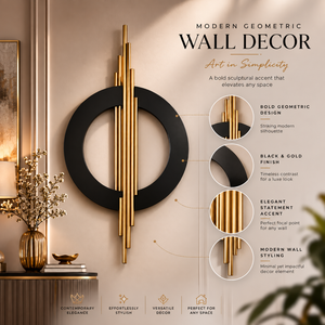 <b>Geometric</b> <b>Wall</b> <b>Art</b> Black Gold Aluminium 3D Sculptural Accent for Living Room Bedroom Home Decor - Product Image 5