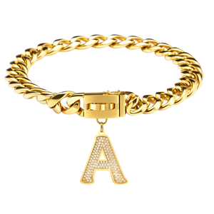 Etiqueta de Joyería con Letra Inicial A, Colgante de Alfabeto Dorado para Collar de Perro, Amuleto Personalizado de Lujo para Mascotas, Accesorio Elegante - Product Image 1