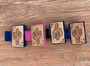 Nouvel arrivage Mini pinces à cheveux occidentales élégantes faites à la main en cuir gravé Mini pinces à cheveux en cuir Accessoires de cheveux pour femmes - Product Image 4