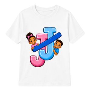 Camiseta Blanca de Manga Corta con Cuello Redondo para Jóvenes, con Diseño de Letras Entrelazadas, para la Escuela, Uso Diario, Ropa Cómoda para la Calle - Product Image 1