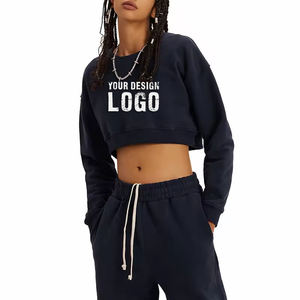 Sudadera con capucha para mujer, de algodón, con bloques de color, de peso pesado, suave, informal, de corte holgado y corto, con logotipo frontal y característica de secado rápido, personalizable con MOQ bajo. - Product Image 5
