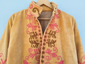 Blouson Bomber en Velours Brodé Floral Suzani Réversible Style Bohème Vintage Court Taille Unique Ethnique Été Automne Hiver Coton - Product Image 4