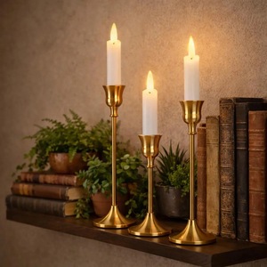 ILAHI's Vintage <b>Brass</b> Handmade Tapered <b>Candlestick</b> <b>Holder</b> Embossing Printing Design 1 Color High Quality Heat Resistant Home - Product Image 4