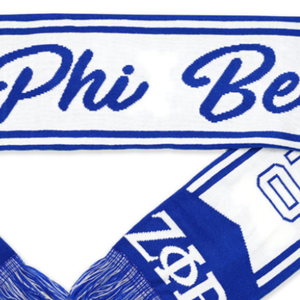 Bufanda de Punto Zeta Phi Beta ZPB Azul y Blanca, Bufanda de Invierno para Fraternidad y Hermandad, Cálida, Elegante, de Acrílico, Accesorio de Moda - Product Image 3