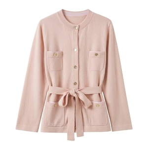 Suéter cárdigan de punto a rayas personalizado al por mayor para mujer, ropa de punto informal para mujer - Product Image 3