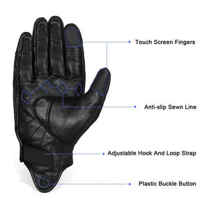 Gants de moto Samroz Sports en cuir véritable, compatibles écran tactile, respirants, écologiques, longueur poignet, doublure polaire douce, toutes saisons - Product Image 5