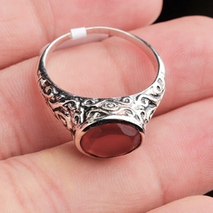 Magnifique bague vintage pour enfant en argent sterling 925 avec pierre naturelle cornaline, faite à la main, sertie en clos, certifiée - Product Image 5