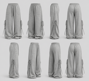 Pantalones Cargo de Pierna Ancha para Mujer, con Cordón Ajustable, Ajuste Holgado, Color Gris Sólido, Estilo Casual Urbano, Cintura Media, Largos, Material de Forro Polar - Product Image 5