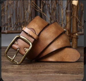 Ceinture carrée unisexe vintage en cuir de vachette 100 % véritable, imperméable, longueur personnalisable, faite à la main – Meilleure vente - Product Image 6