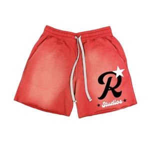 Shorts de jogging pour homme, style streetwear estival, coton délavé à l'acide, tissu molletonné français, motif uni 3D, taille mi-haute - Product Image 5