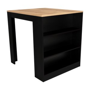 Tanna Kitchen Counter Dining Table with Two Legs and Three Side <b>Shelves</b> Black/<b>Pine</b> Color - Product Image 2