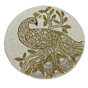 Manteles Individuales de Lujo con Bordado de Cuentas para Mesa de Comedor Festiva, Colección Contemporánea de Manteles Individuales Hechos a Mano con Cuentas de Semillas - Product Image 2