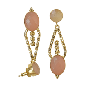 Pendientes colgantes chapados en oro vintage con piedra de ágata y diseño geométrico para mujer, joyería de fiesta - Product Image 5