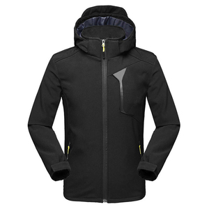 Chaqueta Softshell Gris para Hombre, Cuello Alto, Cierre de Cremallera, Cortavientos, Informal, para Otoño, Corte Regular, con Capucha, Exterior de Poliéster - Product Image 5