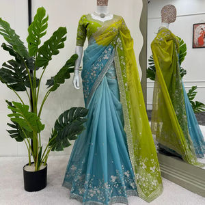 Sari Lehenga en Georgette de Soie Tibby Lourde Vichitra Prêt-à-porter de Qualité Supérieure pour Mariage Traditionnel, Remise de Diplôme, Diwali, Hiver, Automne, Printemps - Product Image 1