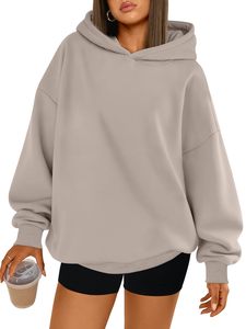 Sudadera extragrande para mujer de la mejor calidad, tela deportiva antiencogimiento, 100% algodón, con el mejor logotipo personalizado, color sólido. - Product Image 1