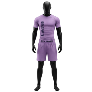Ensemble de t-shirt et short de compression pour homme, violet lavande et noir, séchage rapide, extensible, fitness, gym, entraînement, course à pied, athlétique - Product Image 2