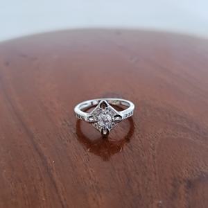 925 Sterling <b>Silver</b> Cubic Zirconia <b>Solitaire</b> Halo Engagement <b>Ring</b> Romantic Vintage Floral Setting Elegant Women Wedding Party - Product Image 2