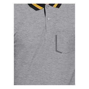 Polo homme gris uni avec col contrastant, poche, manches courtes, respirant, décontracté, pour l'été, le golf et le tennis - Product Image 4