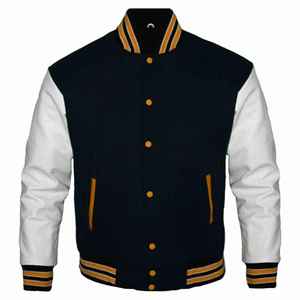 Men's Pure <b>Leather</b> <b>Long</b> Sleeve Varsity <b>Jacket</b> for Winter Season in High Quality Outdoor Custom Made Logo Letterman <b>Jackets</b> - Product Image 1