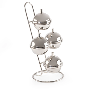 ชุดจานวางเค้กทรงกลมสแตนเลส 4 ชิ้น ใช้ซ้ำได้ - Product Image 2