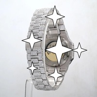 Montre de luxe édition limitée en acier inoxydable avec mouvement automatique japonais, affichage analogique-numérique à 12 heures, sertie de moissanite style Hip Hop