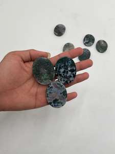 Cabujón de Ágata Musgo Verde Natural, Liso y Plano, 35x45x7 mm, Pulido, Gema Suelta para Joyería, para Colgantes y Anillos - Product Image 4