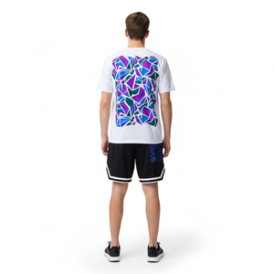 Ensemble short homme 2 pièces 100% coton avec bande latérale, été, avec impression de logo personnalisé, design de logo sur mesure - Product Image 2