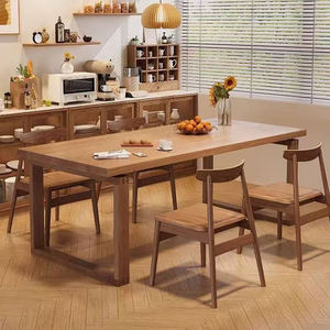 Table à manger en bois moderne et écologique pour la maison, le restaurant et le café, 4 places, forme rectangulaire - Product Image 3