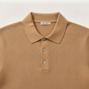 Polo en coton tricoté à manches courtes pour homme, couleur unie, décontracté, boutonné, anti-plis, coupe classique - Product Image 4