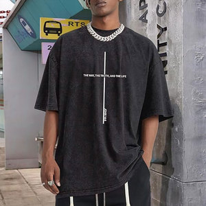 Camisetas para Hombre con Diseño Religioso de Dios y Fe, Versículo de la Cruz, Estampado Gráfico Oversize, Lavado Ácido y Vintage, Estilo Streetwear Espiritual - Product Image 2