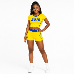 Camiseta Corta Sexy y Pantalones Cortos Casuales con Logotipo Bordado en 3D de HMR Sorority Sisterhood Manufacturers - Product Image 1