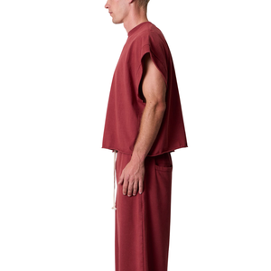 T-shirt sans manches col rond pour homme, coupe oversize et carrée, emmanchures profondes, uni, style streetwear, vente en gros, personnalisable, OEM, en coton tricoté, décontracté - Product Image 3