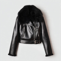 Veste en cuir et fourrure de luxe de haute qualité pour femmes